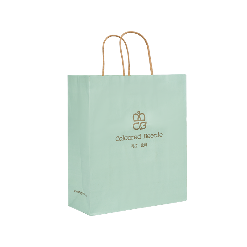 Kemasan pakaian tas karton putih tebal genggam horizontal