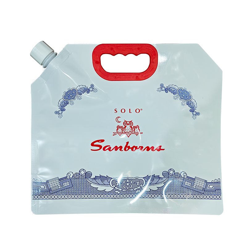 Kantong atas pusaran tunggal — tas stand-up berwarna putih transparan